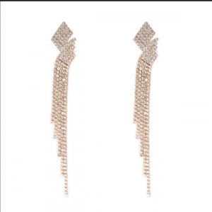 Butterfly Dsigns Rhinestone Crystal Layered Tassel Drop Chandelier Earrings